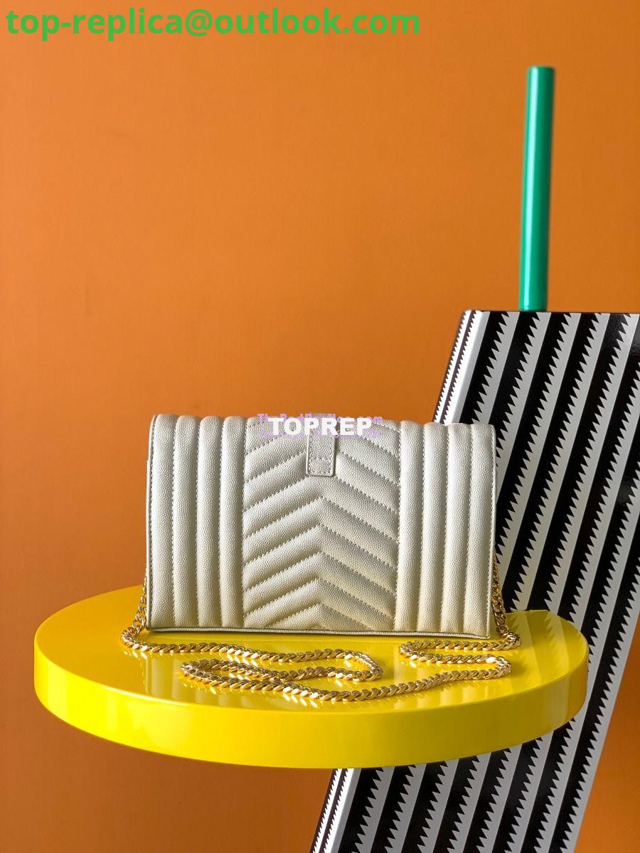 Replica YSL Saint Laurent Monogram Chain Wallet In Mix Matelassé Grain De Poudre Embossed Leather 620280 White 5 Replica YSL Saint Laurent Monogram Chain Wallet In Mix Matelassé Grain De Poudre Embossed Leather 620280 White 5