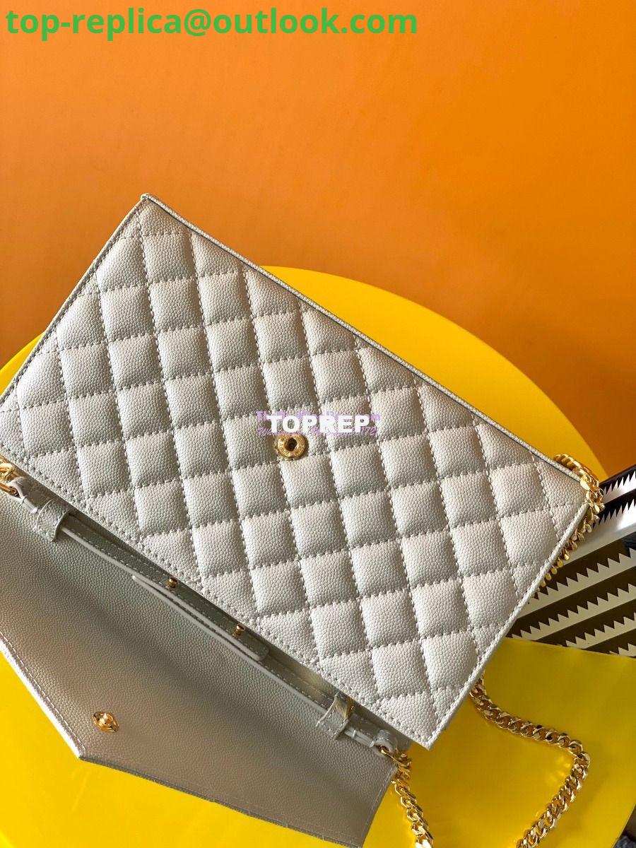 Replica YSL Saint Laurent Monogram Chain Wallet In Mix Matelassé Grain De Poudre Embossed Leather 620280 White 8 Replica YSL Saint Laurent Monogram Chain Wallet In Mix Matelassé Grain De Poudre Embossed Leather 620280 White 8