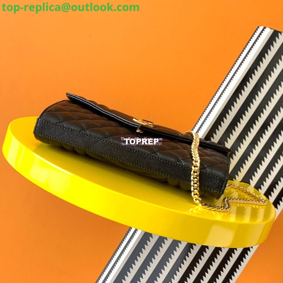 Replica YSL Saint Laurent Monogram Chain Wallet In Mix Matelassé Grain De Poudre Embossed Leather 620280 Black 4 Replica YSL Saint Laurent Monogram Chain Wallet In Mix Matelassé Grain De Poudre Embossed Leather 620280 Black 4