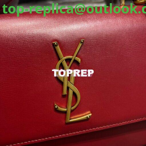 Replica YSL Saint Laurent Medium Sunset Satchel In Smooth Leather 634723 Dark Red 5