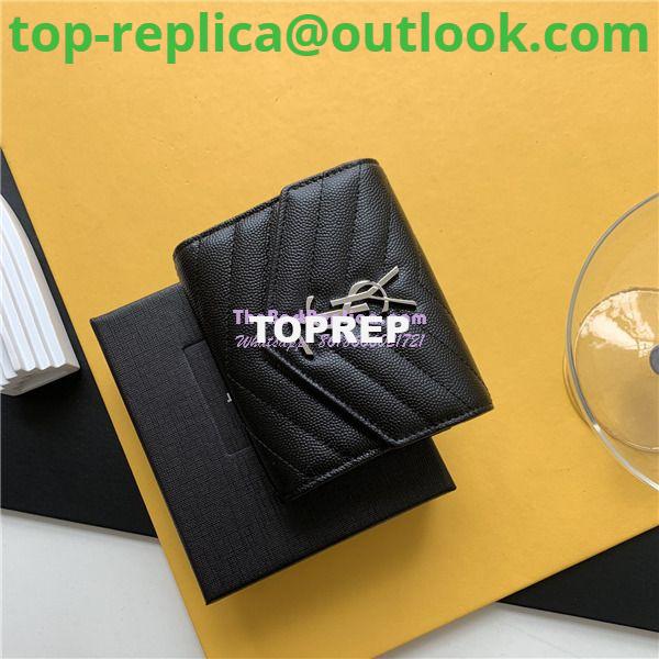 Replica YSL Saint Laurent Monogram compact tri fold in grain de poudre embossed leather 2 Replica YSL Saint Laurent Monogram compact tri fold in grain de poudre embossed leather 2