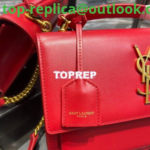 Replica YSL Saint Laurent Medium Sunset Satchel In Smooth Leather 634723 Red 6