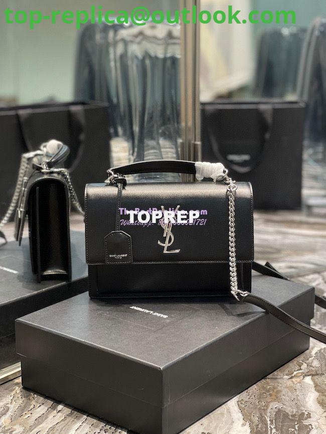 Replica YSL Saint Laurent Medium Sunset Satchel In Smooth Leather 634723 Black with Silver Hardware Replica YSL Saint Laurent Medium Sunset Satchel In Smooth Leather 634723 Black with Silver Hardware