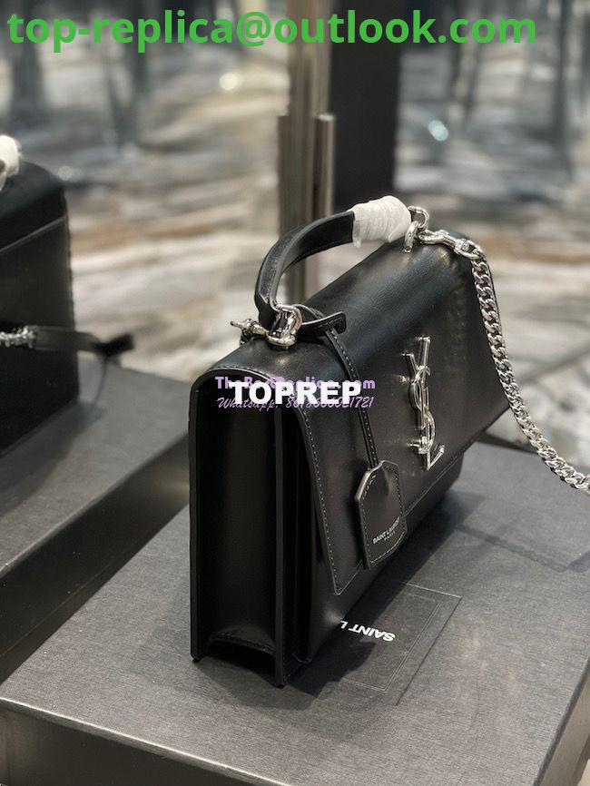 Replica YSL Saint Laurent Medium Sunset Satchel In Smooth Leather 634723 Black with Silver Hardware 2 Replica YSL Saint Laurent Medium Sunset Satchel In Smooth Leather 634723 Black with Silver Hardware 2