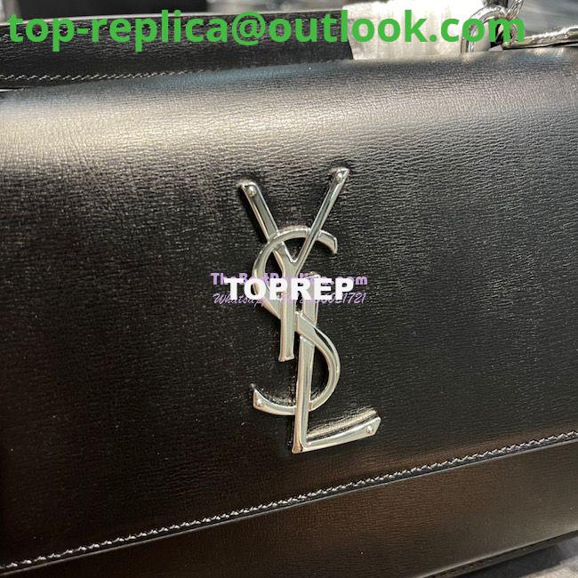 Replica YSL Saint Laurent Medium Sunset Satchel In Smooth Leather 634723 Black with Silver Hardware 4 Replica YSL Saint Laurent Medium Sunset Satchel In Smooth Leather 634723 Black with Silver Hardware 4