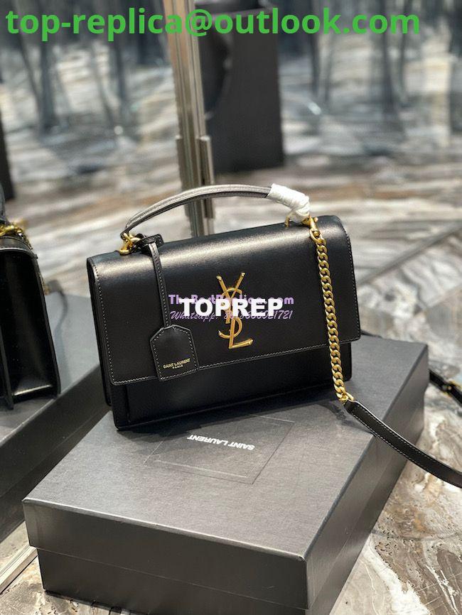 Replica YSL Saint Laurent Medium Sunset Satchel In Smooth Leather 634723 Black 2 Replica YSL Saint Laurent Medium Sunset Satchel In Smooth Leather 634723 Black 2