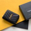 Replica YSL Saint Laurent Monogram compact zip around wallet in grey grain de poudre embossed leather 11