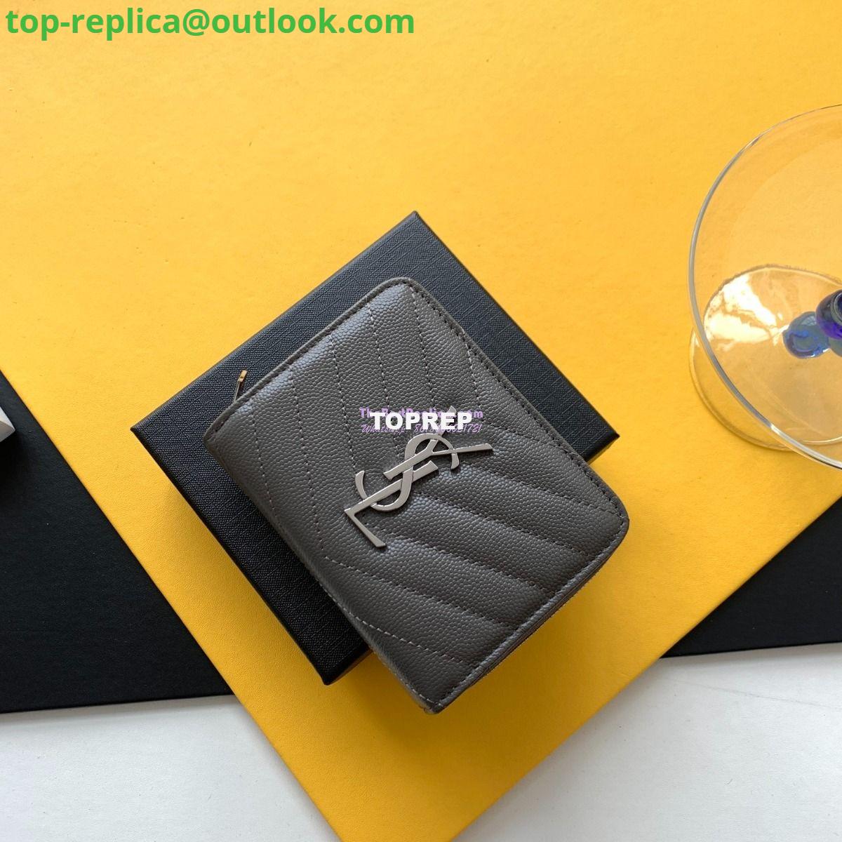 Replica YSL Saint Laurent Monogram compact zip around wallet in grey grain de poudre embossed leather Replica YSL Saint Laurent Monogram compact zip around wallet in grey grain de poudre embossed leather