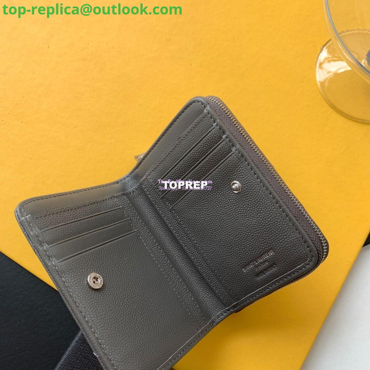 Replica YSL Saint Laurent Monogram compact zip around wallet in grey grain de poudre embossed leather 3 Replica YSL Saint Laurent Monogram compact zip around wallet in grey grain de poudre embossed leather 3