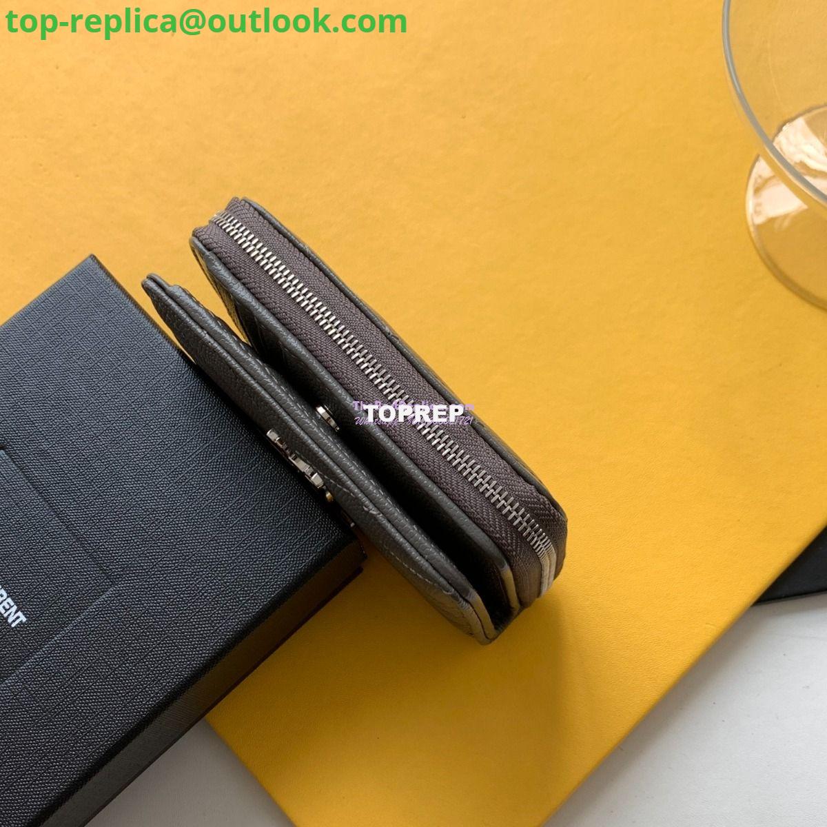 Replica YSL Saint Laurent Monogram compact zip around wallet in grey grain de poudre embossed leather 5 Replica YSL Saint Laurent Monogram compact zip around wallet in grey grain de poudre embossed leather 5