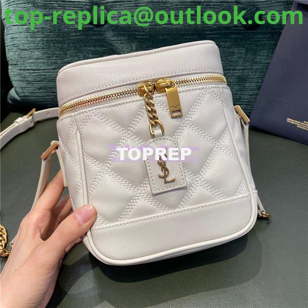 Replica YSL Saint Laurent 80's vanity bag in blanc vintage carré-quilted grain de poudre embossed leather Replica YSL Saint Laurent 80's vanity bag in blanc vintage carré-quilted grain de poudre embossed leather