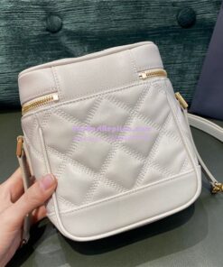 Replica YSL Saint Laurent 80's vanity bag in blanc vintage carré-quilted grain de poudre embossed leather 2