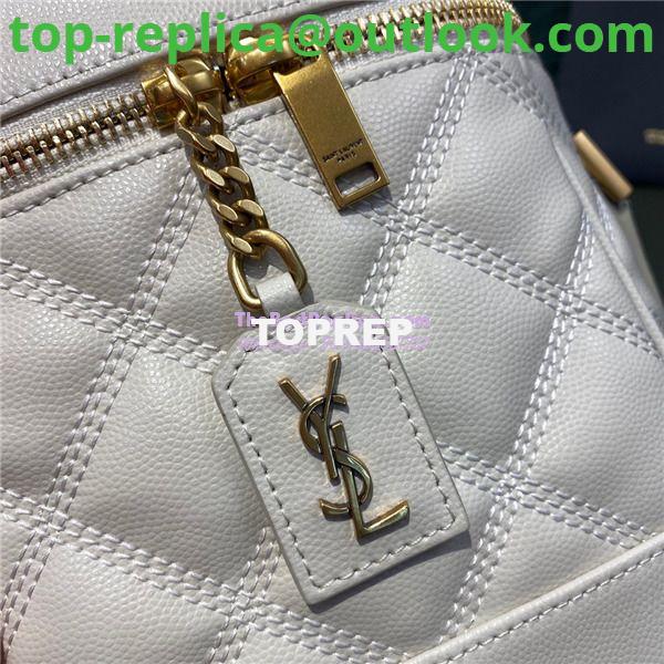 Replica YSL Saint Laurent 80's vanity bag in blanc vintage carré-quilted grain de poudre embossed leather 3 Replica YSL Saint Laurent 80's vanity bag in blanc vintage carré-quilted grain de poudre embossed leather 3