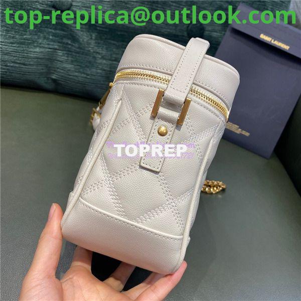 Replica YSL Saint Laurent 80's vanity bag in blanc vintage carré-quilted grain de poudre embossed leather 4 Replica YSL Saint Laurent 80's vanity bag in blanc vintage carré-quilted grain de poudre embossed leather 4