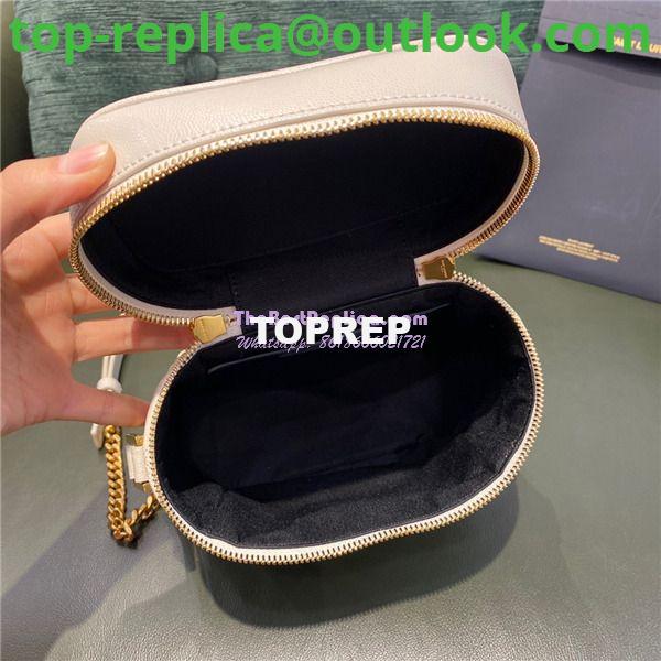 Replica YSL Saint Laurent 80's vanity bag in blanc vintage carré-quilted grain de poudre embossed leather 10 Replica YSL Saint Laurent 80's vanity bag in blanc vintage carré-quilted grain de poudre embossed leather 10