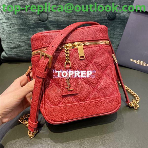 Replica YSL Saint Laurent 80's vanity bag in rouge eros carré-quilted grain de poudre embossed leather Replica YSL Saint Laurent 80's vanity bag in rouge eros carré-quilted grain de poudre embossed leather