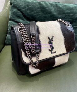 Replica YSL Saint Laurent Niki Pony Hair white and black Shoulder Bag