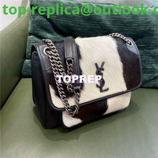 Replica YSL Saint Laurent Niki Pony Hair white and black Shoulder Bag