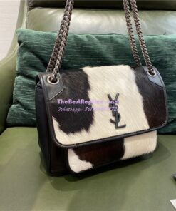 Replica YSL Saint Laurent Niki Pony Hair white and black Shoulder Bag 2