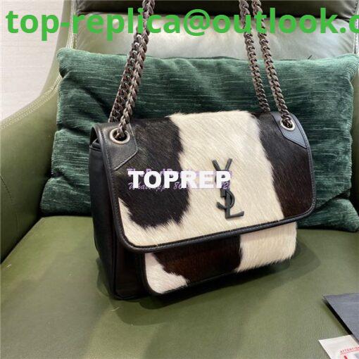 Replica YSL Saint Laurent Niki Pony Hair white and black Shoulder Bag 2