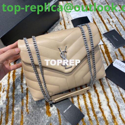 Replica Yves Saint Laurent YSL Loulou Small In Matelassé “Y” Leather in Beige 494699 Silver Hardware 2