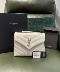 Replica Yves Saint Laurent YSL Loulou Small In Matelassé “Y” Leather in Blanc 494699 Silver Hardware