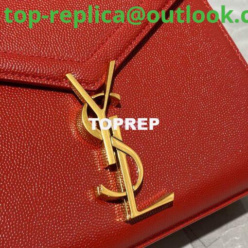 Replica YSL Saint Laurent Cassandra Mini Top Handle Bag In Grain De Poudre Embossed Leather 602716 Red 4