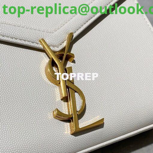 Replica YSL Saint Laurent Cassandra Mini Top Handle Bag In Grain De Poudre Embossed Leather 602716 White 6