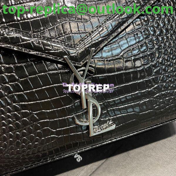 Replica YSL Saint Laurent Cassandra Medium Top Handle Bag In Shiny Crocodile-embossed Leather 578000 Black 6 Replica YSL Saint Laurent Cassandra Medium Top Handle Bag In Shiny Crocodile-embossed Leather 578000 Black 6