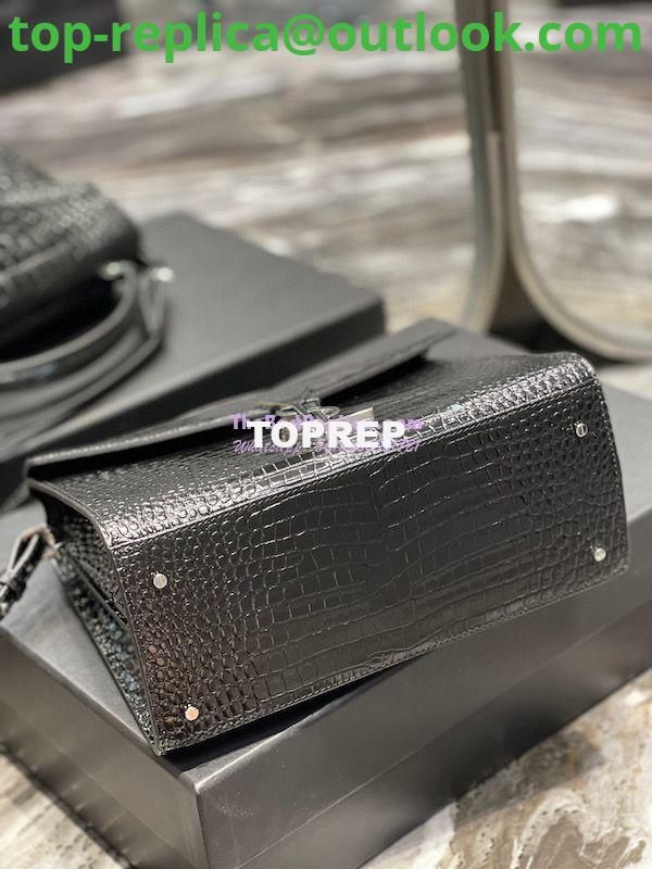 Replica YSL Saint Laurent Cassandra Medium Top Handle Bag In Shiny Crocodile-embossed Leather 578000 Black 10 Replica YSL Saint Laurent Cassandra Medium Top Handle Bag In Shiny Crocodile-embossed Leather 578000 Black 10