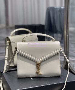 Replica YSL Saint Laurent Cassandra Medium Top Handle Bag In Smooth Leather 578000 White