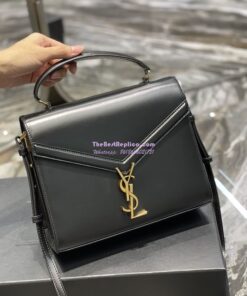 Replica YSL Saint Laurent Cassandra Medium Top Handle Bag In Smooth Leather 578000 Black 2