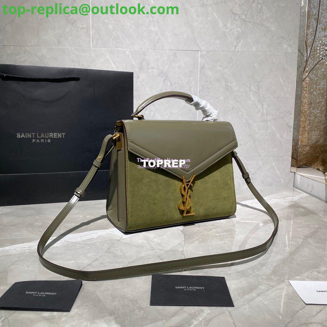 Replica YSL Saint Laurent Cassandra Medium Top Handle Bag In Smooth Leather And Suede 578000 Green 2 Replica YSL Saint Laurent Cassandra Medium Top Handle Bag In Smooth Leather And Suede 578000 Green 2