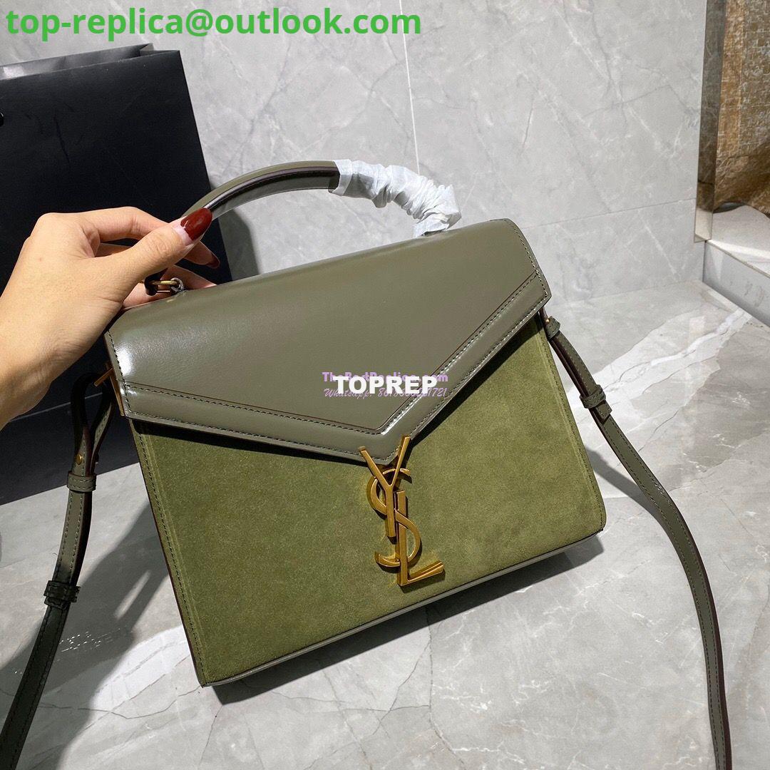 Replica YSL Saint Laurent Cassandra Medium Top Handle Bag In Smooth Leather And Suede 578000 Green 3 Replica YSL Saint Laurent Cassandra Medium Top Handle Bag In Smooth Leather And Suede 578000 Green 3