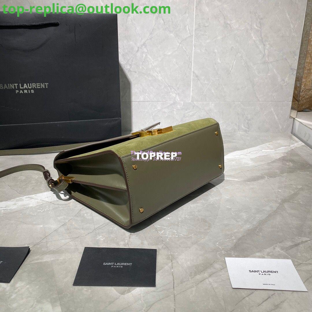 Replica YSL Saint Laurent Cassandra Medium Top Handle Bag In Smooth Leather And Suede 578000 Green 7 Replica YSL Saint Laurent Cassandra Medium Top Handle Bag In Smooth Leather And Suede 578000 Green 7