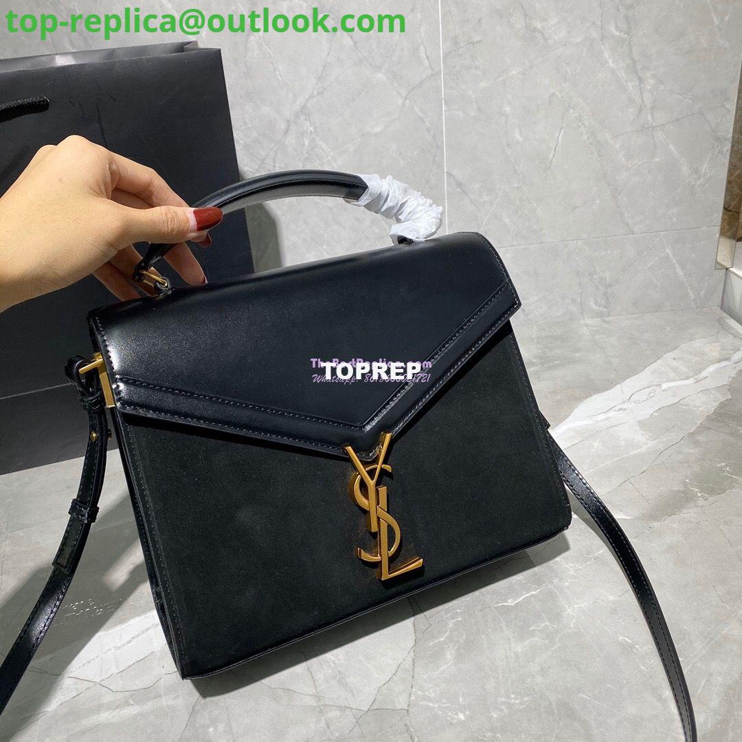 Replica YSL Saint Laurent Cassandra Medium Top Handle Bag In Smooth Leather And Suede 578000 Black 3 Replica YSL Saint Laurent Cassandra Medium Top Handle Bag In Smooth Leather And Suede 578000 Black 3