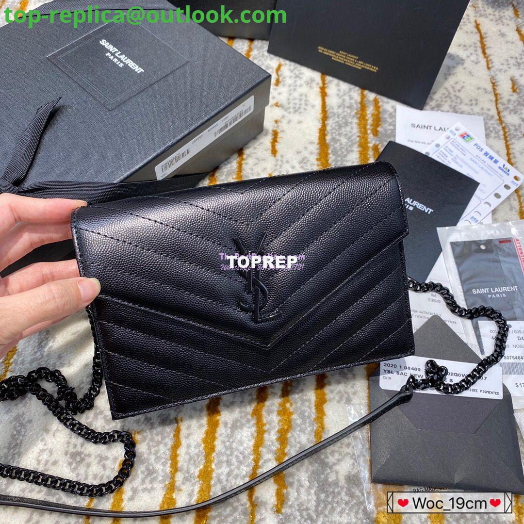 Replica YSL Saint Laurent Envelope Chain Wallet Grain De Poudre 393953 Black in black Hardware 3 Replica YSL Saint Laurent Envelope Chain Wallet Grain De Poudre 393953 Black in black Hardware 3