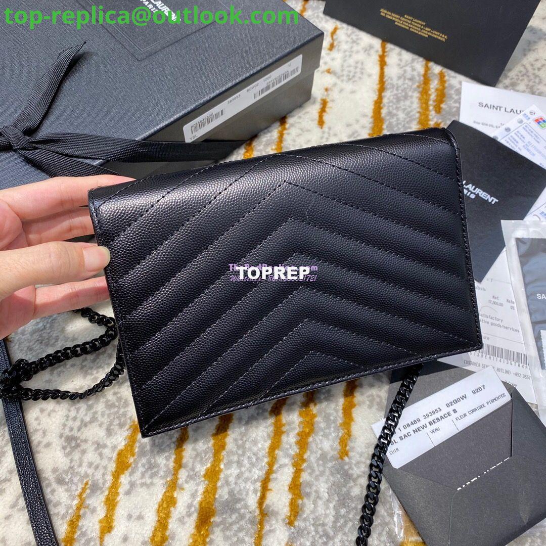 Replica YSL Saint Laurent Envelope Chain Wallet Grain De Poudre 393953 Black in black Hardware 4 Replica YSL Saint Laurent Envelope Chain Wallet Grain De Poudre 393953 Black in black Hardware 4