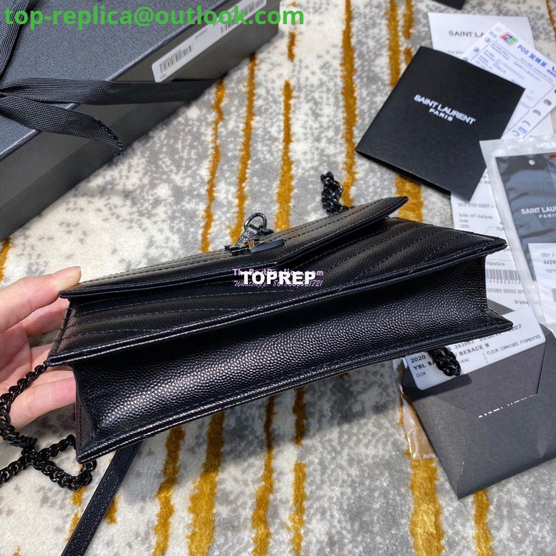 Replica YSL Saint Laurent Envelope Chain Wallet Grain De Poudre 393953 Black in black Hardware 6 Replica YSL Saint Laurent Envelope Chain Wallet Grain De Poudre 393953 Black in black Hardware 6