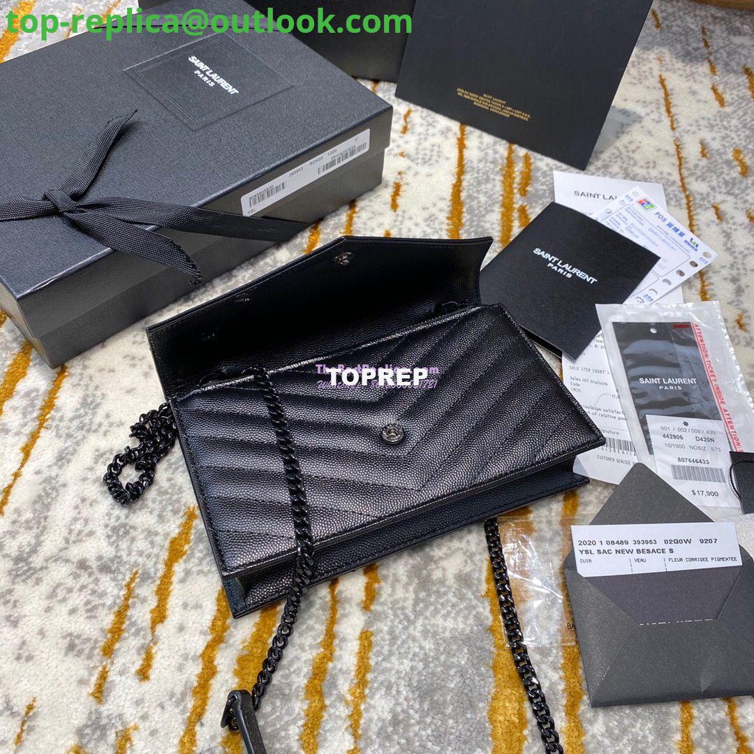 Replica YSL Saint Laurent Envelope Chain Wallet Grain De Poudre 393953 Black in black Hardware 8 Replica YSL Saint Laurent Envelope Chain Wallet Grain De Poudre 393953 Black in black Hardware 8