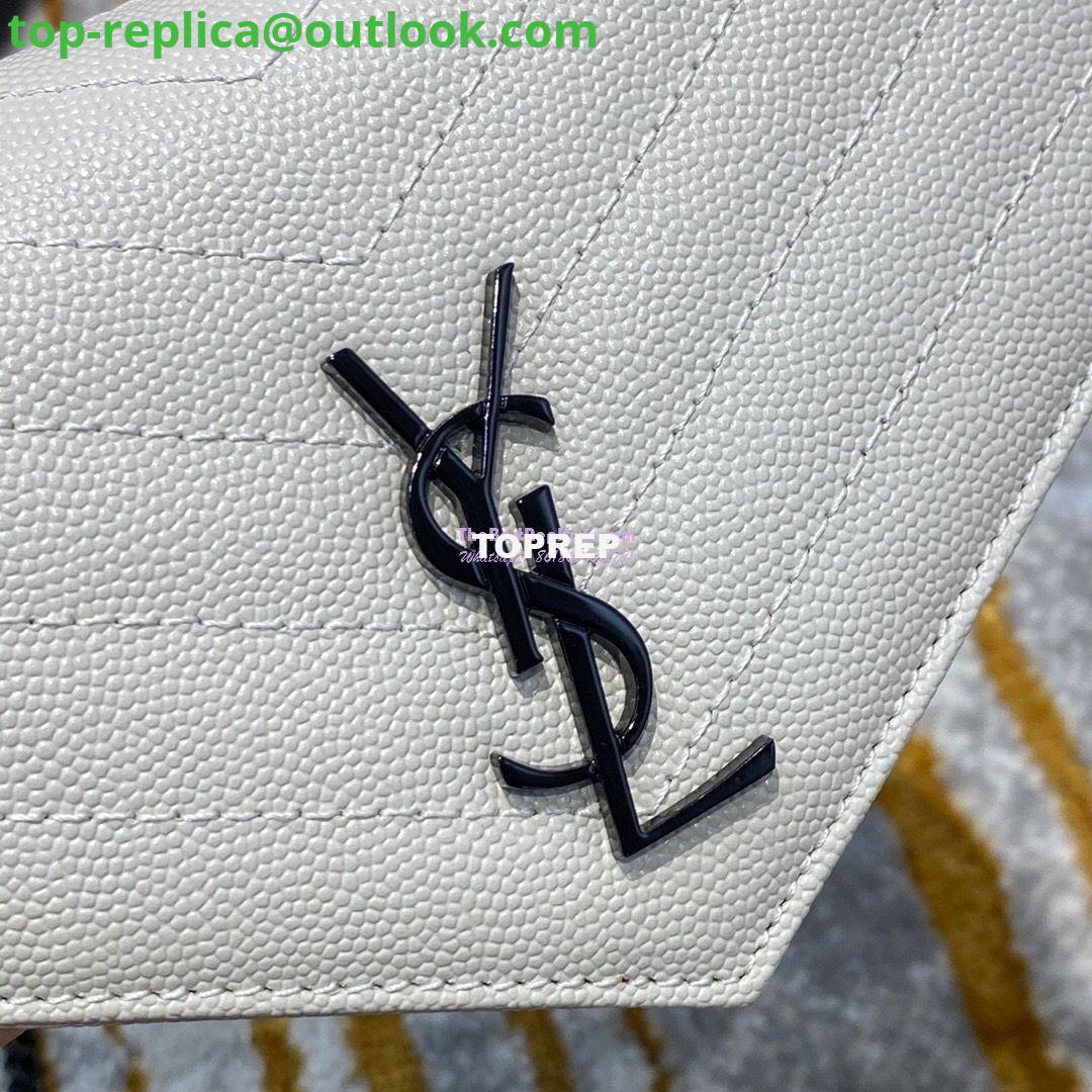 Replica YSL Saint Laurent Envelope Chain Wallet Grain De Poudre 393953 White in black Hardware 2 Replica YSL Saint Laurent Envelope Chain Wallet Grain De Poudre 393953 White in black Hardware 2