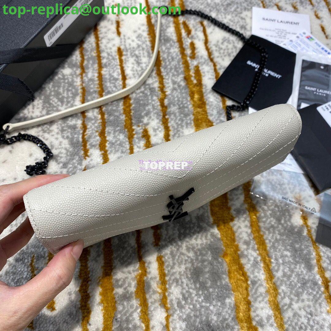 Replica YSL Saint Laurent Envelope Chain Wallet Grain De Poudre 393953 White in black Hardware 3 Replica YSL Saint Laurent Envelope Chain Wallet Grain De Poudre 393953 White in black Hardware 3