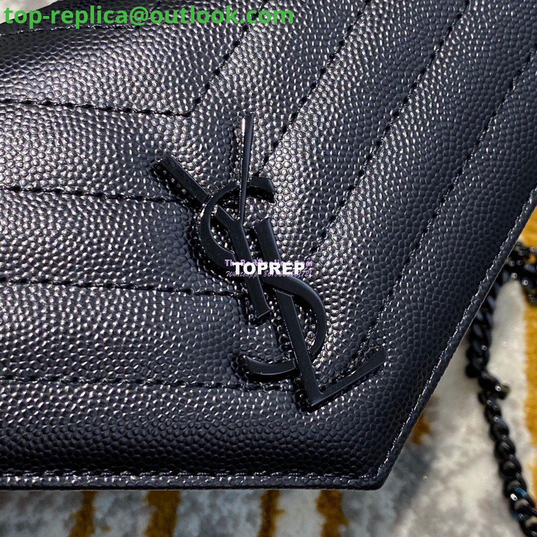 Replica YSL Saint Laurent Envelope Chain Wallet Grain De Poudre 393953 Black in black Hardware 10 Replica YSL Saint Laurent Envelope Chain Wallet Grain De Poudre 393953 Black in black Hardware 10