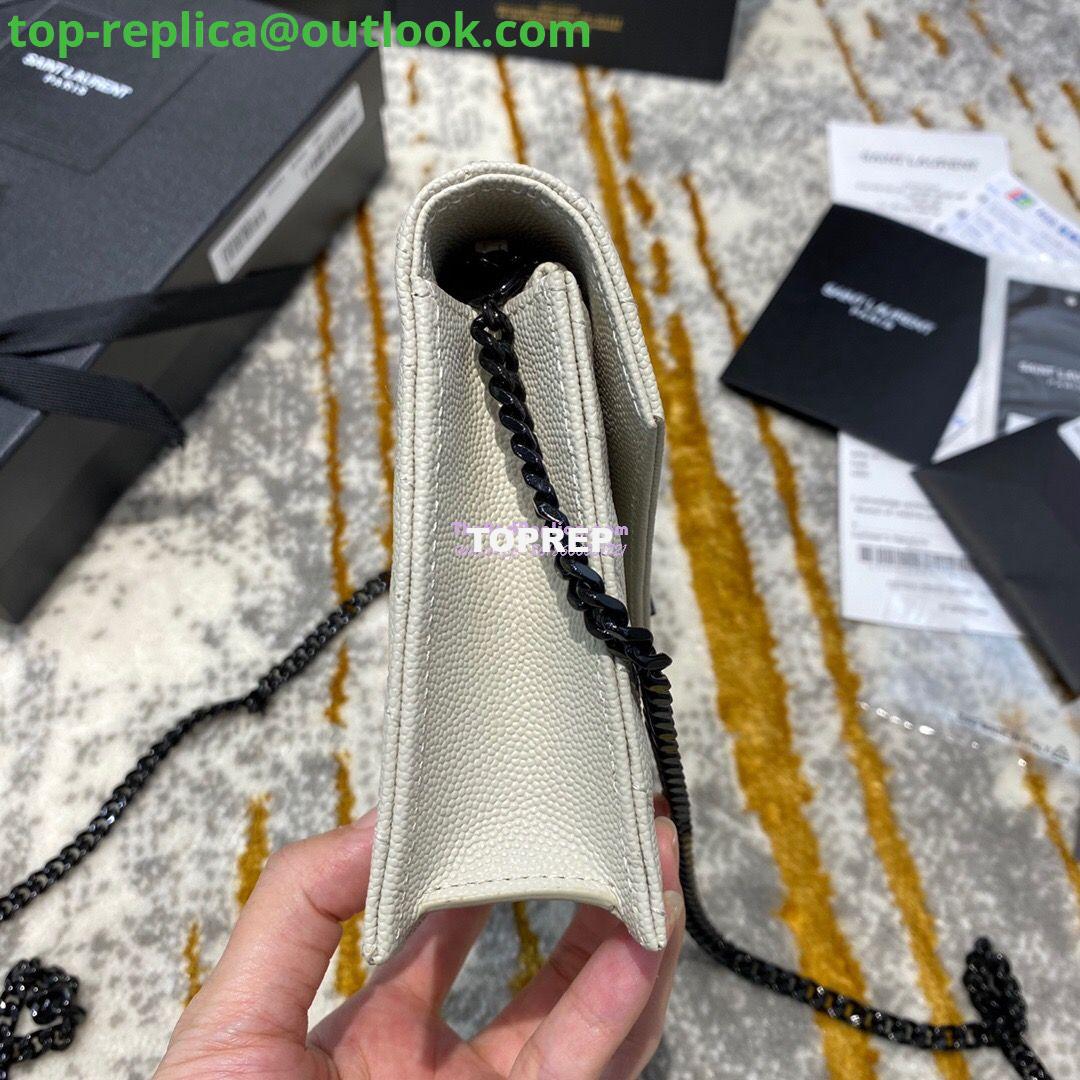 Replica YSL Saint Laurent Envelope Chain Wallet Grain De Poudre 393953 White in black Hardware 4 Replica YSL Saint Laurent Envelope Chain Wallet Grain De Poudre 393953 White in black Hardware 4