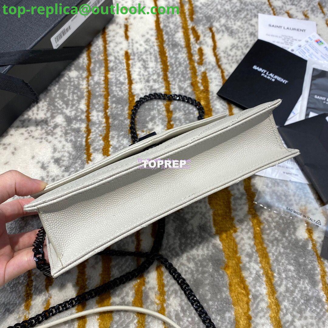 Replica YSL Saint Laurent Envelope Chain Wallet Grain De Poudre 393953 White in black Hardware 5 Replica YSL Saint Laurent Envelope Chain Wallet Grain De Poudre 393953 White in black Hardware 5