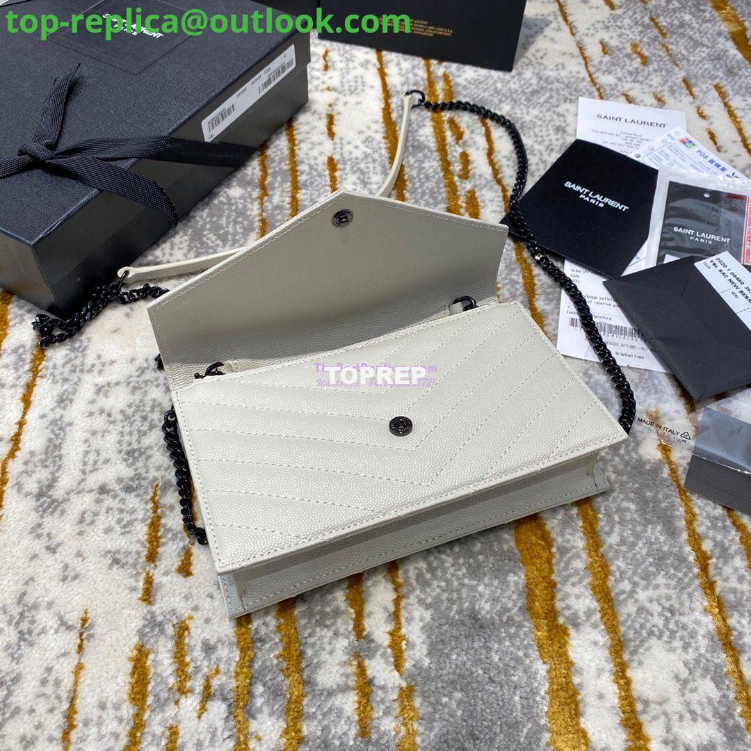 Replica YSL Saint Laurent Envelope Chain Wallet Grain De Poudre 393953 White in black Hardware 6 Replica YSL Saint Laurent Envelope Chain Wallet Grain De Poudre 393953 White in black Hardware 6