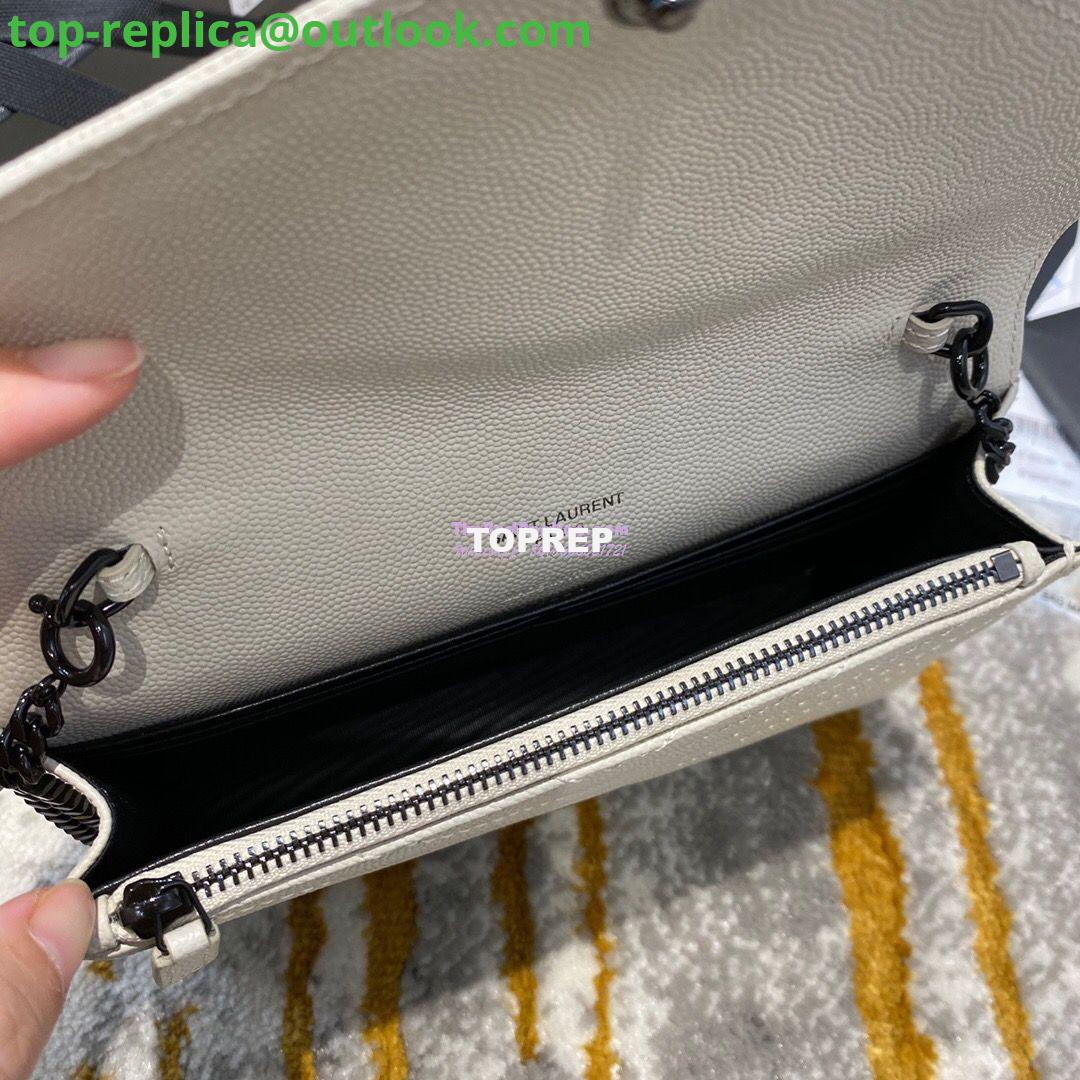 Replica YSL Saint Laurent Envelope Chain Wallet Grain De Poudre 393953 White in black Hardware 7 Replica YSL Saint Laurent Envelope Chain Wallet Grain De Poudre 393953 White in black Hardware 7