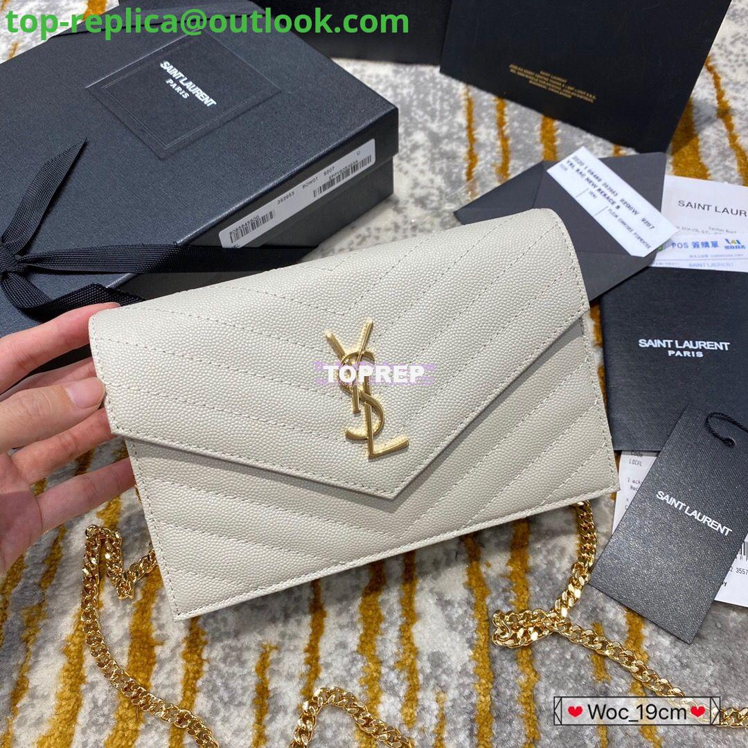 Replica YSL Saint Laurent Envelope Chain Wallet Grain De Poudre 393953 White in Gold Hardware Replica YSL Saint Laurent Envelope Chain Wallet Grain De Poudre 393953 White in Gold Hardware