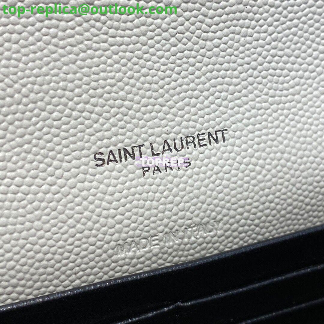 Replica YSL Saint Laurent Envelope Chain Wallet Grain De Poudre 393953 White in black Hardware 8 Replica YSL Saint Laurent Envelope Chain Wallet Grain De Poudre 393953 White in black Hardware 8