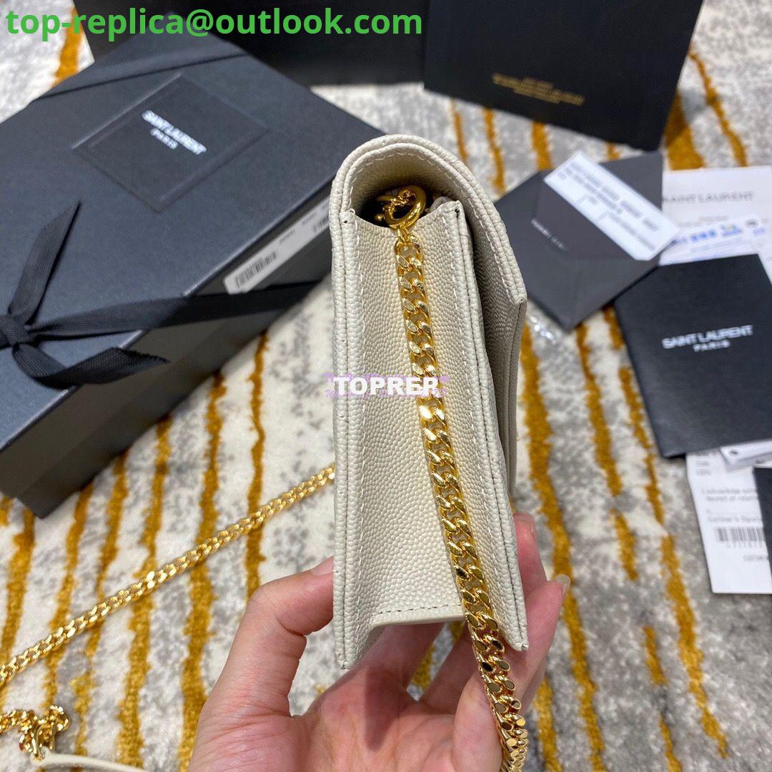 Replica YSL Saint Laurent Envelope Chain Wallet Grain De Poudre 393953 White in Gold Hardware 2 Replica YSL Saint Laurent Envelope Chain Wallet Grain De Poudre 393953 White in Gold Hardware 2